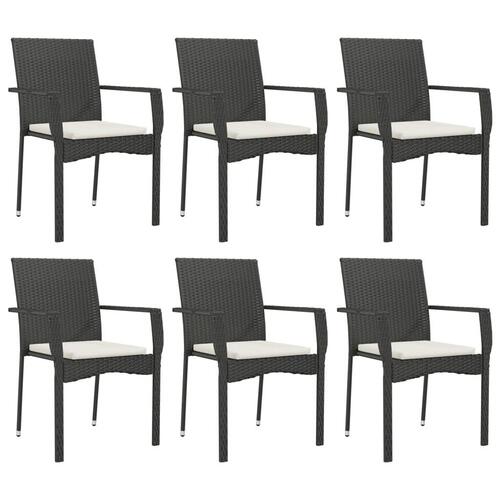 Spisebordssæt til haven 7 dele med hynder polyrattan sort