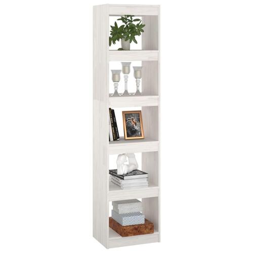 Bogreol/rumdeler 40x30x167,5 cm massivt fyrretræ hvid