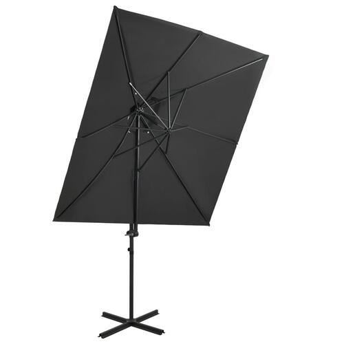 Hængeparasol med dobbelt top 250x250 cm antracitgrå