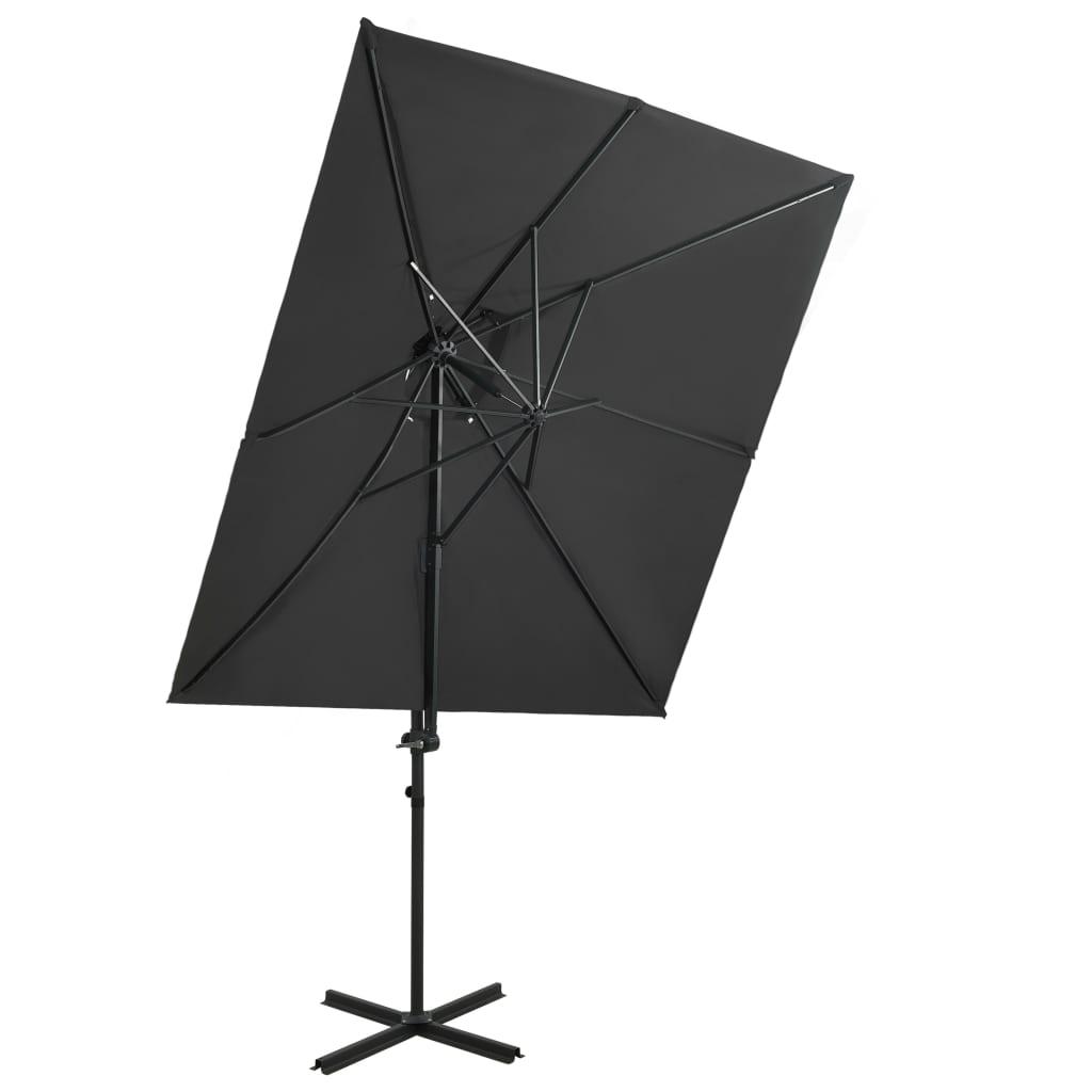 Hængeparasol med dobbelt top 250x250 cm antracitgrå