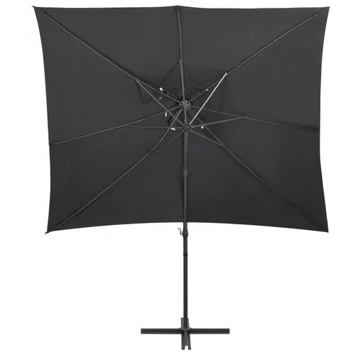 Hængeparasol med dobbelt top 250x250 cm antracitgrå