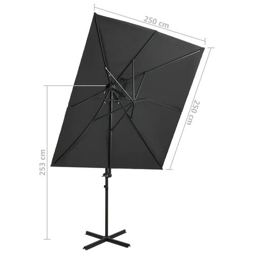 Hængeparasol med dobbelt top 250x250 cm antracitgrå