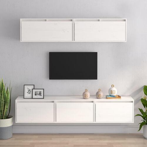 Tv-skabe 5 dele massivt fyrretræ hvid
