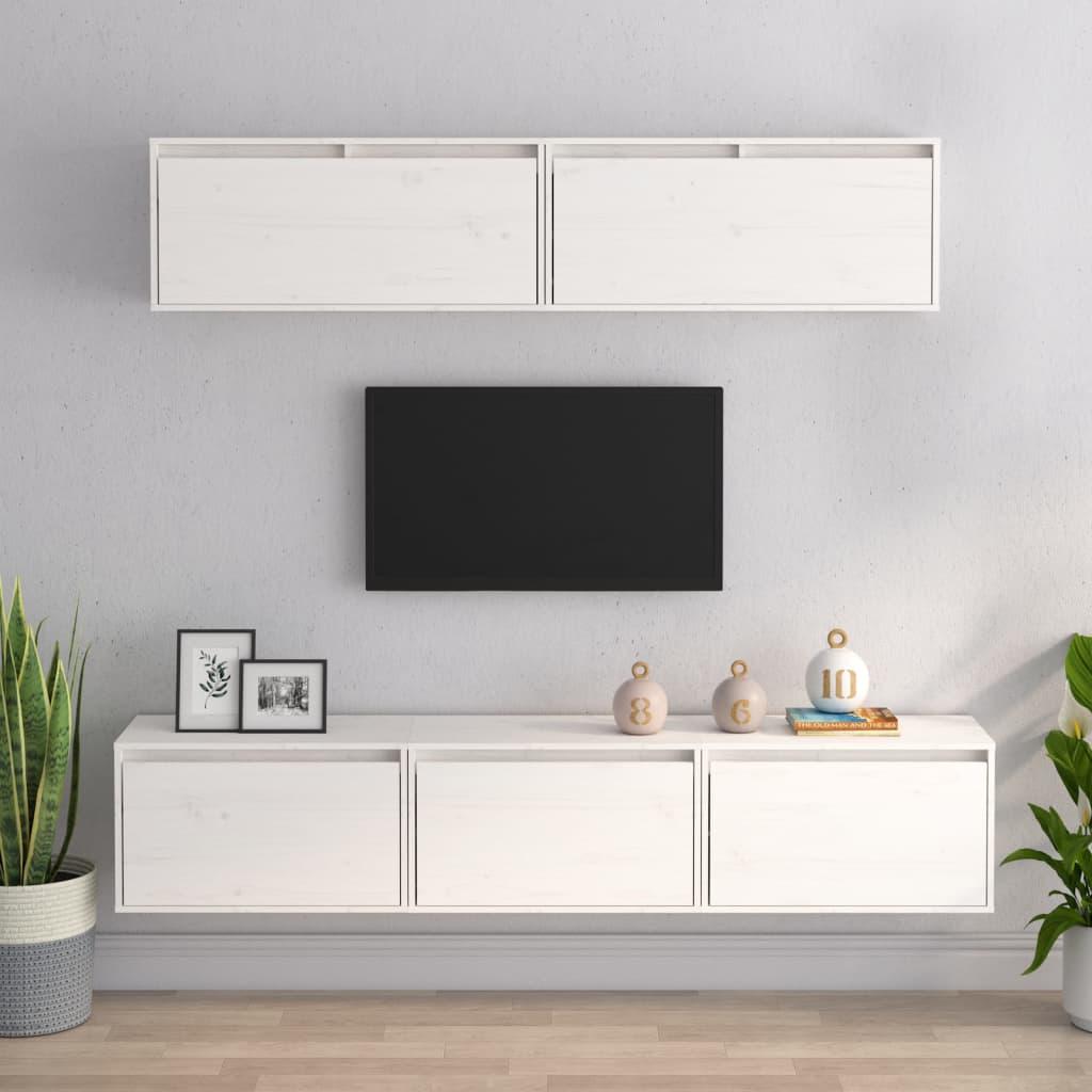 Tv-skabe 5 dele massivt fyrretræ hvid