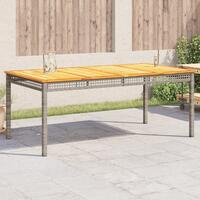 Havebord 180x90x75 cm polyrattan og akacietræ grå