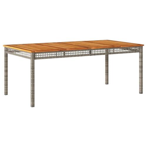 Havebord 180x90x75 cm polyrattan og akacietræ grå