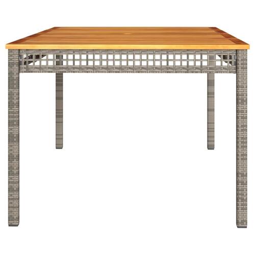 Havebord 180x90x75 cm polyrattan og akacietræ grå