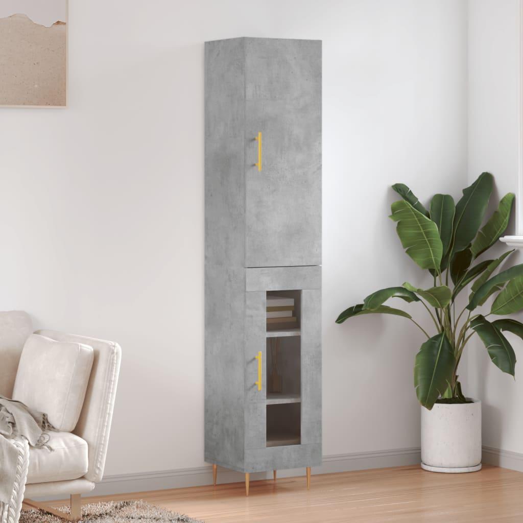Højskab i konstrueret træ 34,5 × 34 × 180 cm - betongrå billede