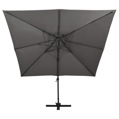 Hængeparasol med dobbelt top 300x300 cm antracitgrå