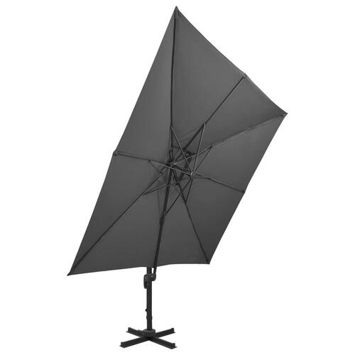 Hængeparasol med dobbelt top 300x300 cm antracitgrå
