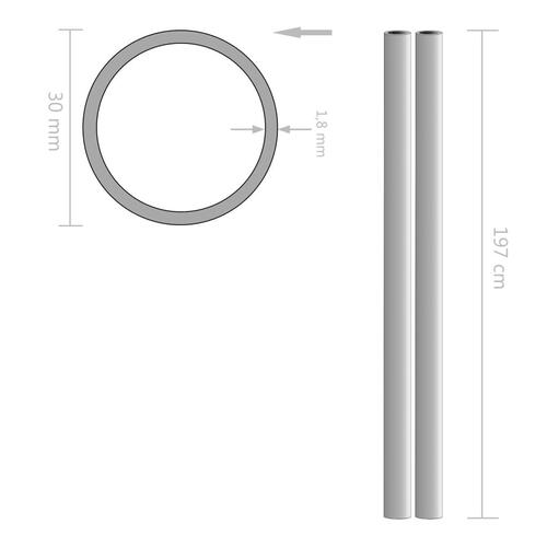 Rustfrie stålrør 2 stk. rund V2A 2 m Ø 30 x 1,8 mm