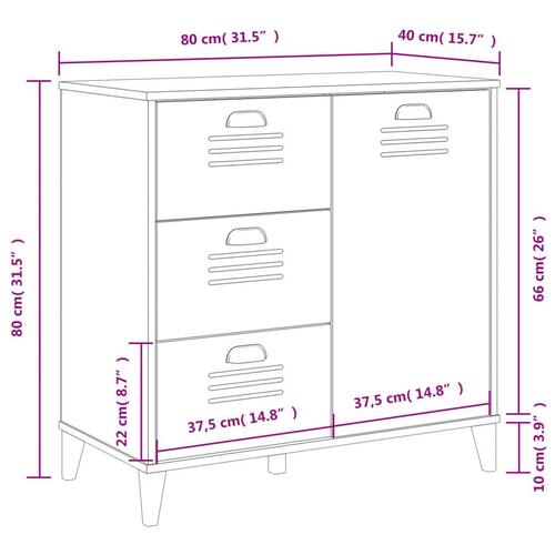 Skænk VIKEN 80x40x80 cm konstrueret træ antracitgrå