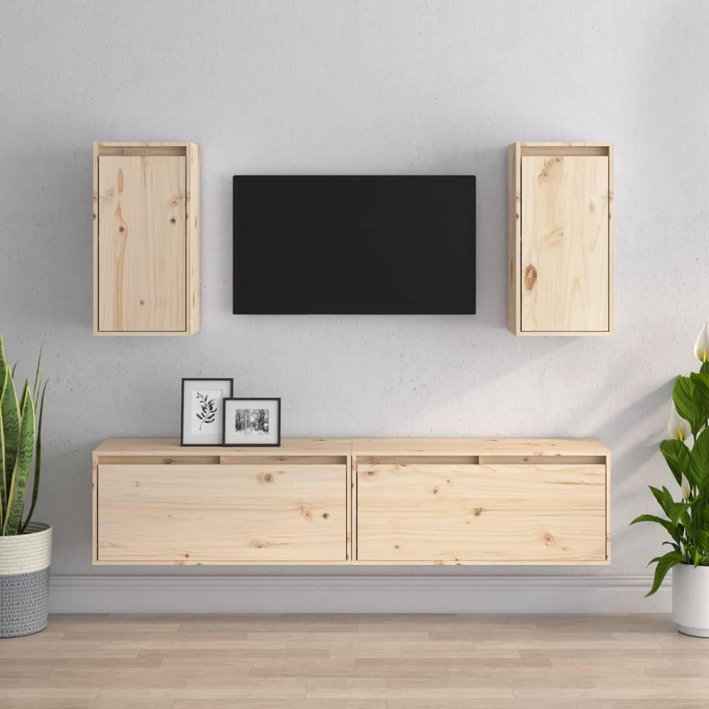 Tv-skabe 4 dele massivt fyrretræ
