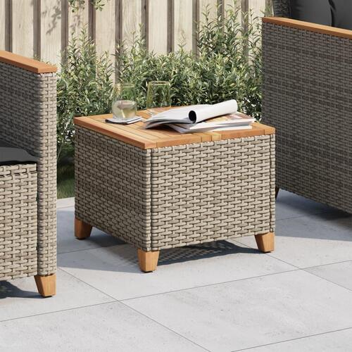 Havebord 45x45x37 cm polyrattan og akacietræ grå