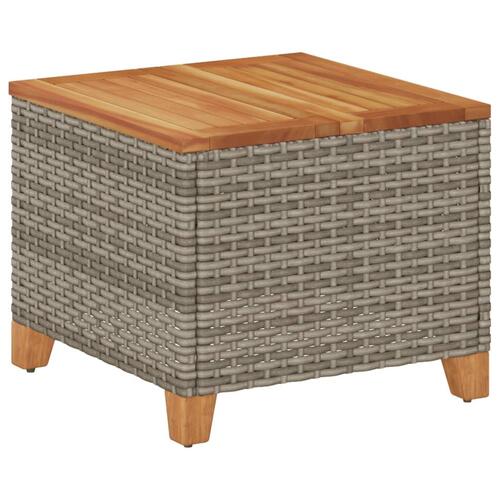 Havebord 45x45x37 cm polyrattan og akacietræ grå