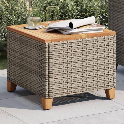 Havebord 45x45x37 cm polyrattan og akacietræ grå