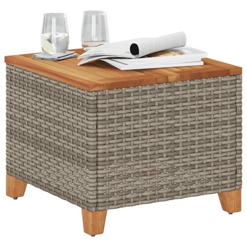 Havebord 45x45x37 cm polyrattan og akacietræ grå