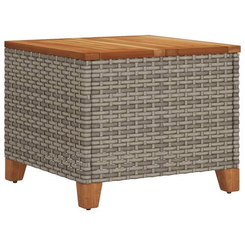 Havebord 45x45x37 cm polyrattan og akacietræ grå