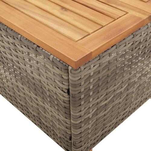 Havebord 45x45x37 cm polyrattan og akacietræ grå
