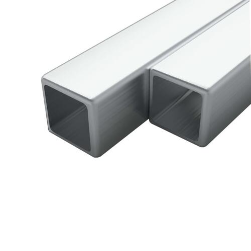 Rustfrie stålrør 2 stk. firkantet bokssektion V2A 2 m 20 x 20 x 1,9 mm