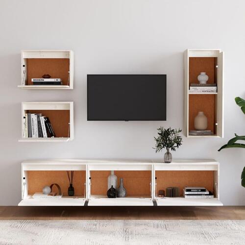 Tv-skabe 6 dele massivt fyrretræ hvid
