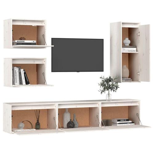 Tv-skabe 6 dele massivt fyrretræ hvid