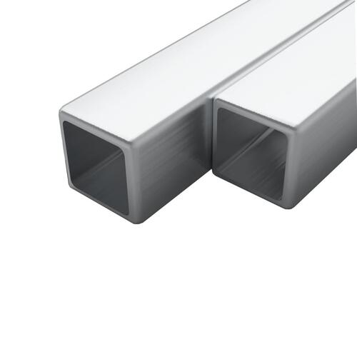Rustfrie stålrør 2 stk. firkantet bokssektion V2A 2 m 40 x 40 x 1,9 mm
