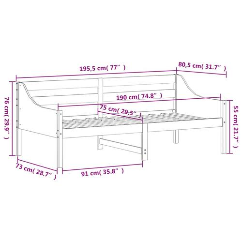 Daybed 75x190 cm massivt fyrretræ gyldenbrun