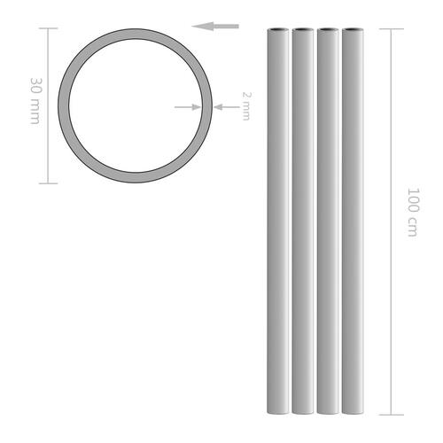Aluminiumsrør 4 stk. rund 1 m Ø 30 x 2 mm