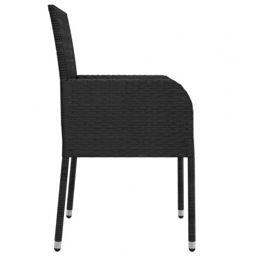 Spisebordssæt til haven 3 dele med hynder polyrattan sort