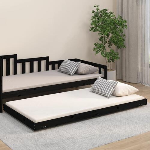 Sengestel 80x200 cm massivt fyrretræ sort