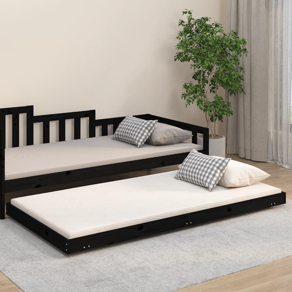 Sengestel 80x200 cm massivt fyrretræ sort