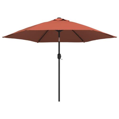Parasol m. LED-lys + stålstang 300 cm terrakotta
