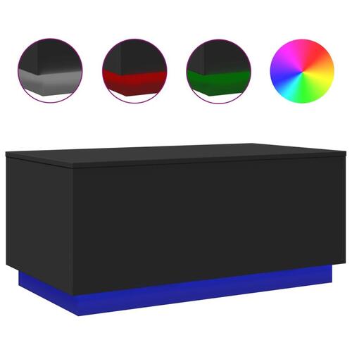 Sofabord med LED-lys 90x50x40 cm sort