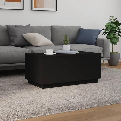 Sofabord med LED-lys 90x50x40 cm sort