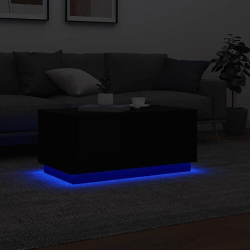 Sofabord med LED-lys 90x50x40 cm sort