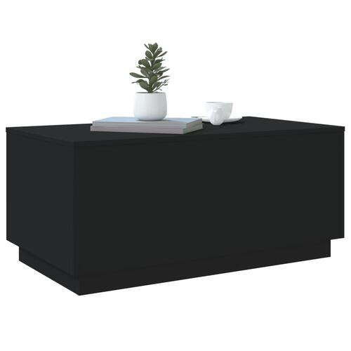Sofabord med LED-lys 90x50x40 cm sort