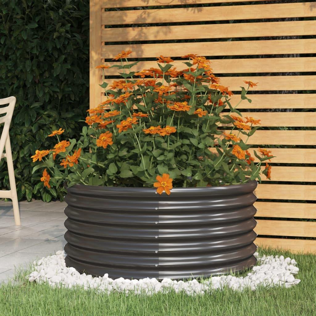 Plantekrukke 80x80x36 cm pulverlakeret stål antracitgrå
