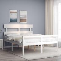 Seniorseng med sengegavl 160x200 cm massivt træ hvid