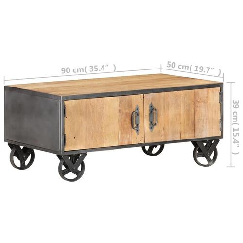Sofabord 90x50x39 cm massivt genbrugstræ