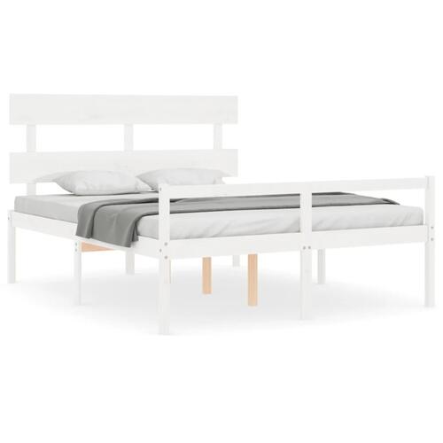 Seniorseng med sengegavl 160x200 cm massivt træ hvid