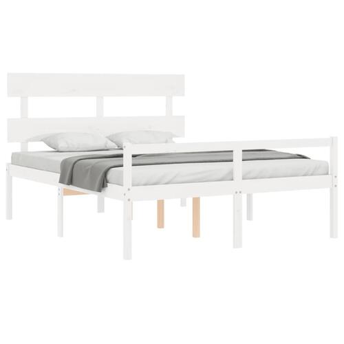 Seniorseng med sengegavl 160x200 cm massivt træ hvid