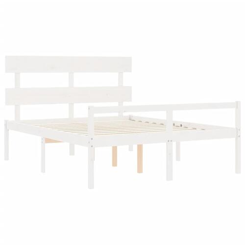 Seniorseng med sengegavl 160x200 cm massivt træ hvid