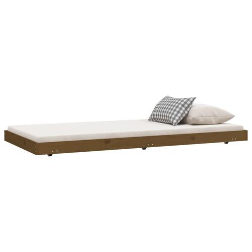 Sengestel 90x190 cm massivt fyrretræ gyldenbrun