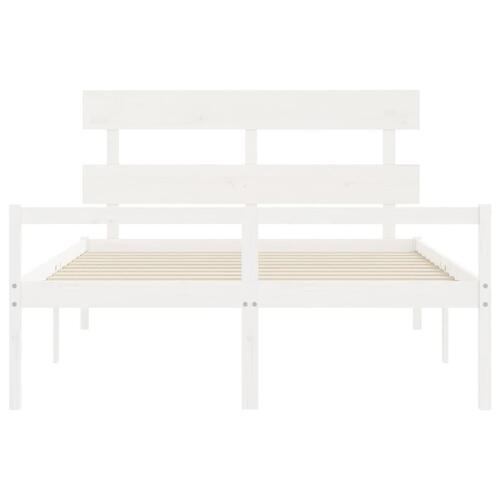 Seniorseng med sengegavl 160x200 cm massivt træ hvid