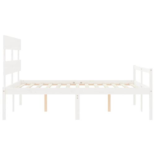 Seniorseng med sengegavl 160x200 cm massivt træ hvid