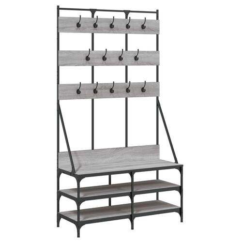 Tøjstativ med skoopbevaring 100x40x184 cm grå sonoma-eg