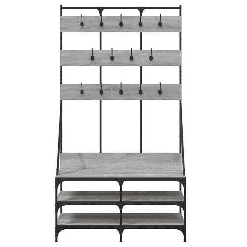 Tøjstativ med skoopbevaring 100x40x184 cm grå sonoma-eg