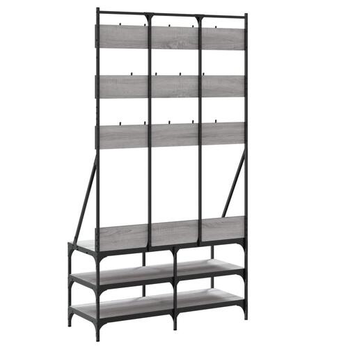 Tøjstativ med skoopbevaring 100x40x184 cm grå sonoma-eg