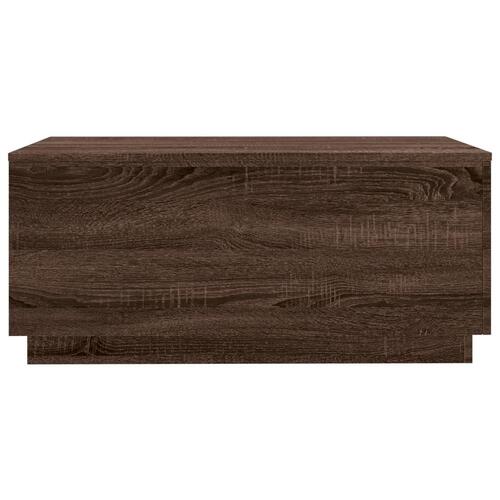 Sofabord med LED-lys 90x50x40 cm brun egetræsfarve